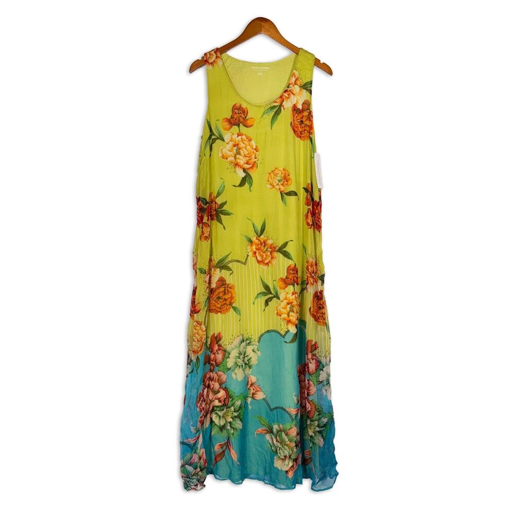 Soft Surroundings Medium Floral Maxi Dress NWT Boho Lined Sheer Viscose